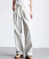 Men's casual cotton and linen pleated trousers